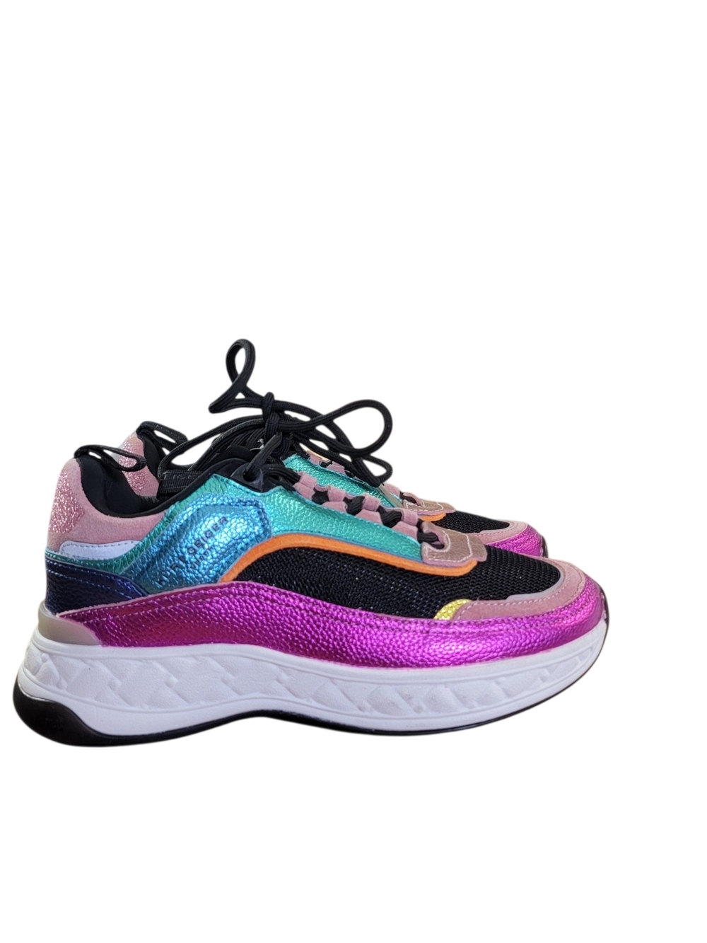 Kurt Geiger Multicolor Metallic Leather Platform Sneakers